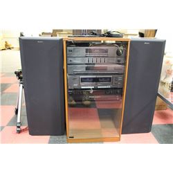 SONY STEREO SYSTEM W/ 5 CD PLAYER, CASSETTE,
