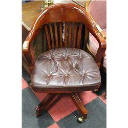 ESTATE WOOD AND LEATHERETTE OFFICE CHAIR