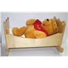 Image 1 : WOODEN TOY ROCKING BED W/ LARGE WINNIE THE POOH