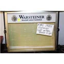 1972 VINTAGE WARSTEINER BEER BERLIN MENU/SPECIAL
