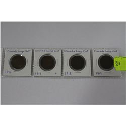 SET OF 4 CANADA 1916-1919 LARGE CENTS
