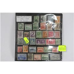 SHEET OF 1890-1938 NEWFOUNDLAND STAMPS
