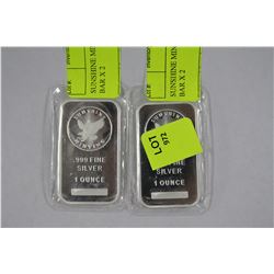 SUNSHINE MINTING 1 OZ SILVER BAR X 2