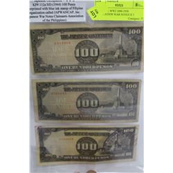 JAPANESE WW2 1890-1938 OCCUPATION WAR NOTES X 3