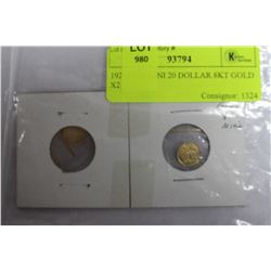 1924 USA MINI 20 DOLLAR 8KT GOLD X2