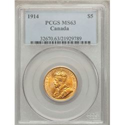 1914 Canada Gold 5 Dollar