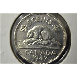 1947 Canada 5-Cent Nickel - HIGH GRADE