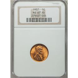 USA;  1937 1¢, NGC MS67 RED