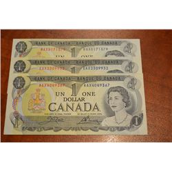 (3) 1973 $1 Replacement Notes