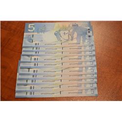 2006 $5 BC-67b-I, Lot of 10 pcs in sequence!