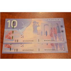 (2) 2009 $10 BC-68a (Radar & Repeater)