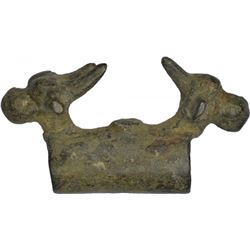 Copper Bead of Depicting two heads of bull joined together