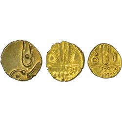 Lot of Three Gold Fanams of  Cochin  of Viraraya.