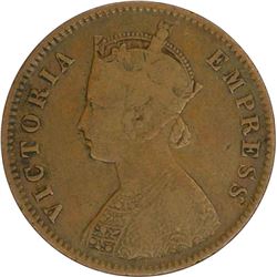 Copper one quarter anna of Dhar state of Anand Rao III with the name of Victoria Empress.