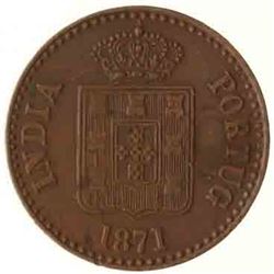 Copper Ten Reis of India Portuguese of Luiz I.
