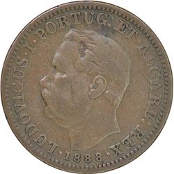 Copper One Fourth Tanga of India Portuguese of Colonial Coinage of Luiiz I.
