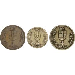 Bronze 1 Tanga, Cupro-Nickle 2 Tangas & 4 Tangas of India Portuguese.