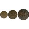Image 1 : Copper Set of Three Coins of Madras Presidency of differerent denominations.