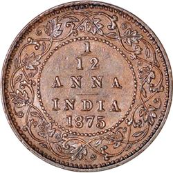 Copper One Twelfth Anna of Victoria Queen of Calcutta Mint of 1875.