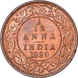 Copper One Twelfth Anna of Victoria Empress of Bombay Mint of 1889.