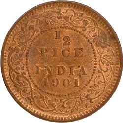 Copper Half Pice of Victoria Empress of  Calcutta Mint of 1901.