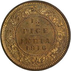 Bronze Half Pice of King George V of Calcutta Mint of 1916.