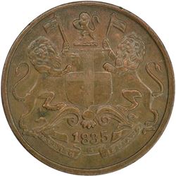 Copper One Quarter Anna of East India Company of Calcutta Mint of 1835.