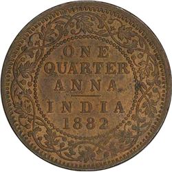 Copper One Quarter Anna of Victoria Empress of Calcutta Mint of 1882.