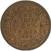 Image 1 : Copper One Quarter Anna of Victoria Empress of Calcutta Mint of 1882.