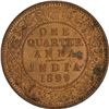 Image 1 : Copper One Quarter Anna of Victoria Empress of Calcutta Mint of 1899.