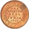 Image 1 : Copper One Quarter Anna of Calcutta Mint of 1901.