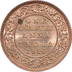 Copper One Quarter Anna of King George V of Calcutta Mint of 1916.