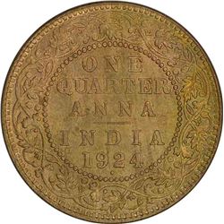 Copper One Quarter Anna of King George V of Bombay Mint of 1924.