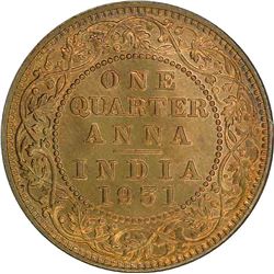 Copper Quarter Anna of King George V of Calcutta Mint of 1931.