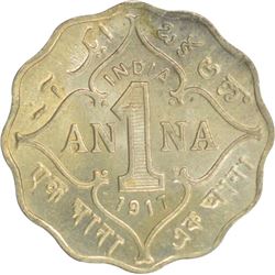 Cupro Nickel One Anna of King George V of Bombay Mint of 1917.