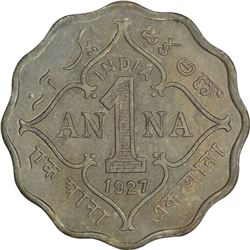 Cupro Nickel One Anna of King George V of Calcutta Mint of 1927.