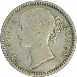 Silver Quarter Rupee of  Victoria Queen of Calcutta Mint of 1840.