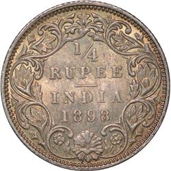 Silver Quarter Anna of Victoria Empress of Bombay mint of 1898.