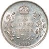 Image 1 : Silver Quarter Rupee of King Edward VII of Calcutta Mint of 1905.