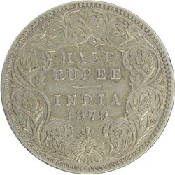 Silver  Half Rupee of Victoria Empress of Calcutta Mint of 1879.