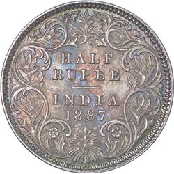 Silver Half Rupee of Victoria Empress of Calcutta Mint of 1887.