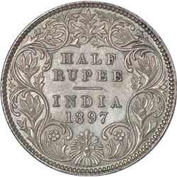 Silver Half Rupee of Victoria Empress of Calcutta Mint of 1897.