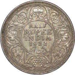 Silver Half Rupee of King George V of Bombay Mint of 1922.