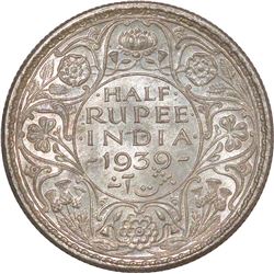 Silver Half Rupee of King George VI of Calcutta Mint of 1939.
