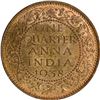 Image 1 : Roll of  Bronze One Quarter Anna of King George VI of Bombay Mint of 1938.