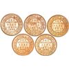 Image 1 : Lot of Five Copper One Quarter Anna of King George V Of Calcutta and Bombay Mint of Different Year.