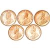 Image 2 : Lot of Five Copper One Quarter Anna of King George V Of Calcutta and Bombay Mint of Different Year.