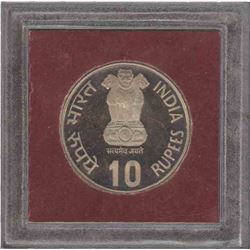 1985 UNC Set of Silver Ten Rupees Coin of Calcutta Mint.