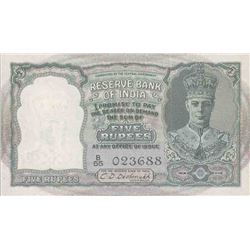 Bank Note of Five Rupees of King George VI signed by C D Deshmukh.