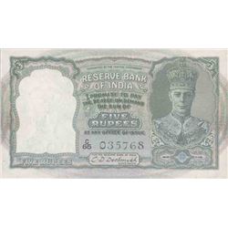 Bank Note of Five Rupees of King George VI signed by C D Deshmukh.